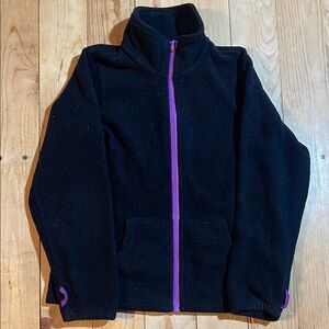 Black Fleece Jacket with Purple Zipper